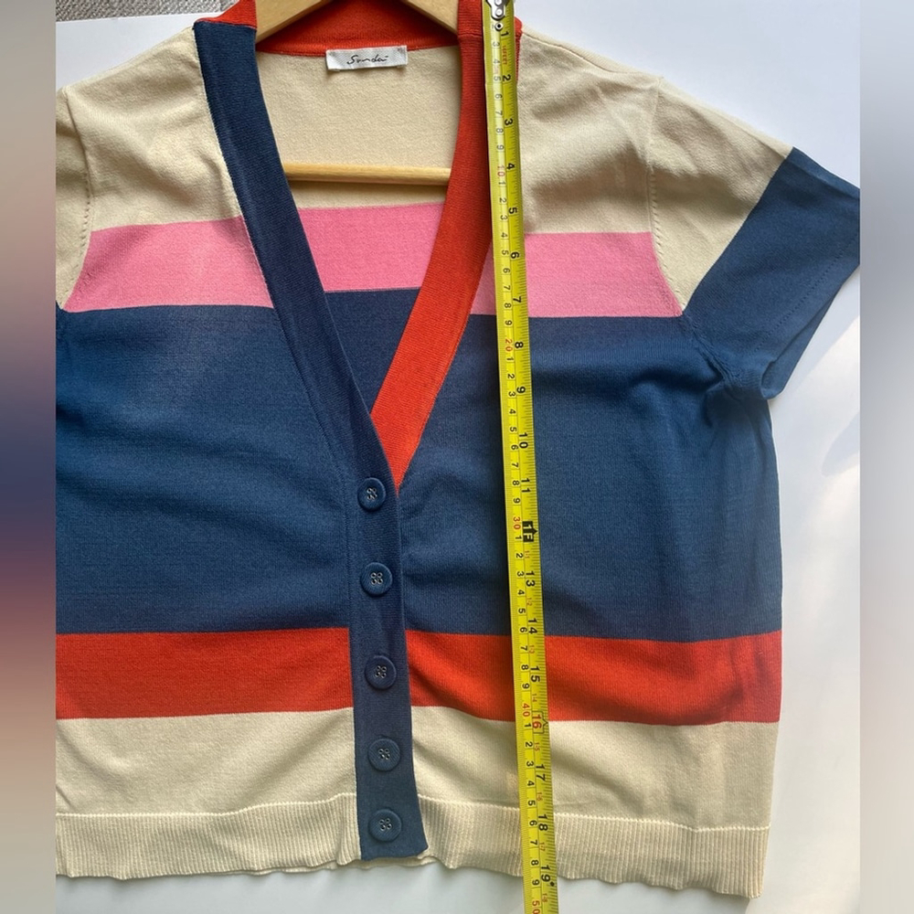 Sundei Striped Knit Cardigan Sweater Made in Italy - Picture 4 of 11